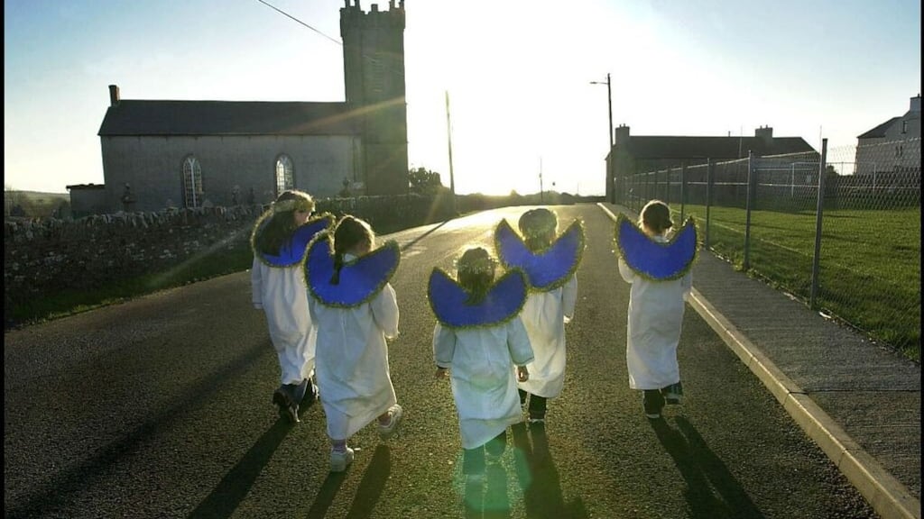 Angels walk to a nativity play in Glenties, Co Donegal. Photograph: Brenda Fitzsimons