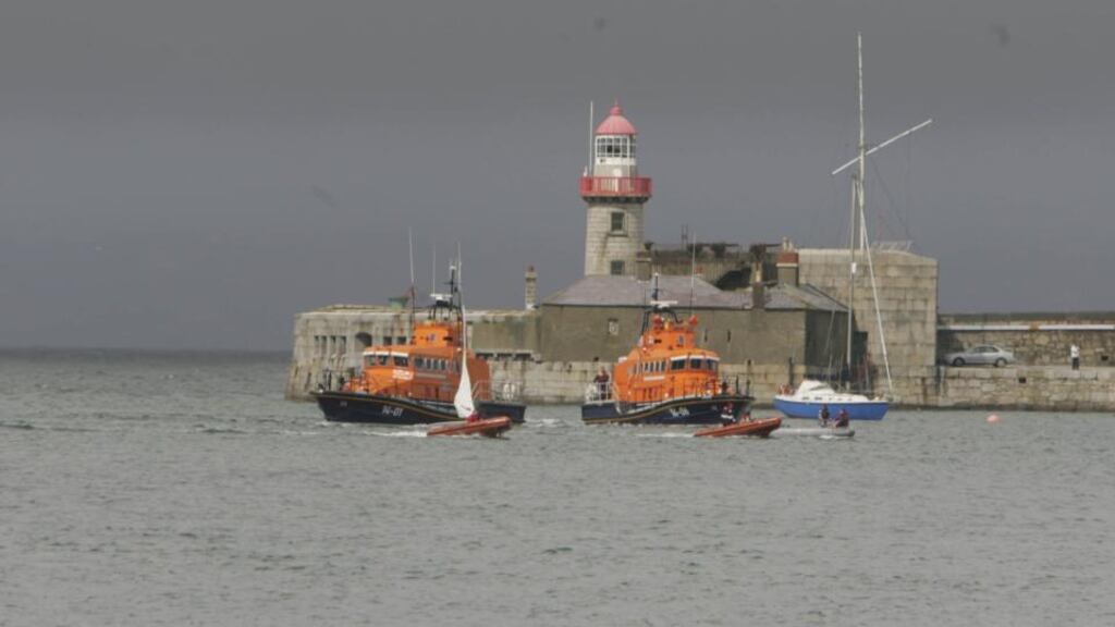 A sailor has been rescued after suffering suspected spinal injuries when he was hit by a snapped mast. File photograph of RNLI lifeboats  in Dun Laoghaire Harbour. Photograph: Aidan Crawley