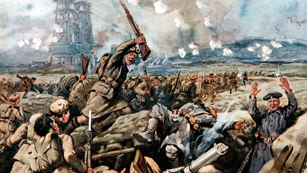 Battle of Loos– Scottish regiments charging and overwhelming German trenches. Photograph: Ann Ronan Pictures/Getty Images