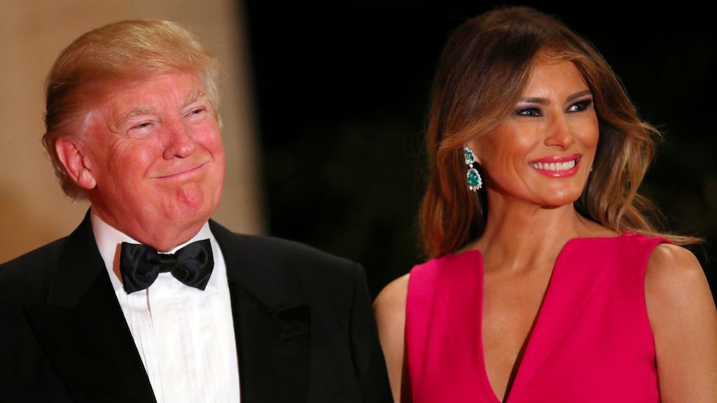 US president Donald Trump and First Lady Melania Trump attend the 60th Annual Red Cross Gala at Mar-a-Lago club in Palm Beach, Florida. Photograph: Carlos Barria/Reuters