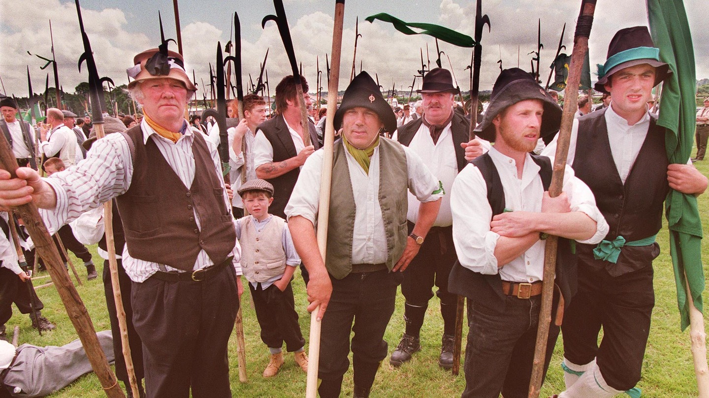 Pikemen waiting to march during Vinegar Hill Day in Enniscorthy, Co Wexford in June 1998 to commemorate the 1798 Rebellion. Photograph: Frank Miller/The Irish Times