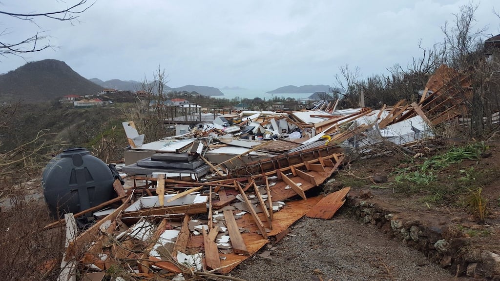 A house reduced to rubble on the French-administered territory of St Bart, after the passage of Hurricane Irma. Photograph: Quentin Liou/AFP/Getty Images