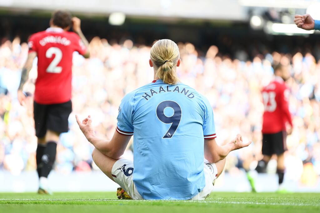 Saturday's meeting between Manchester City and Manchester United in Saturday's FA Cup final offers much to mediate on. Photograph: Michael Regan/Getty Images