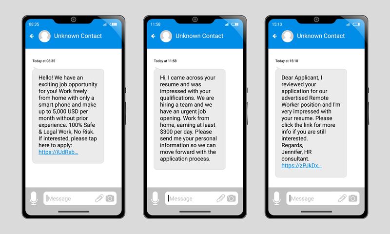 Scammers pretend to be banks, recruitment firms and parcel couriers to trick people out of money or their personal details. Photograph: Agency Stock