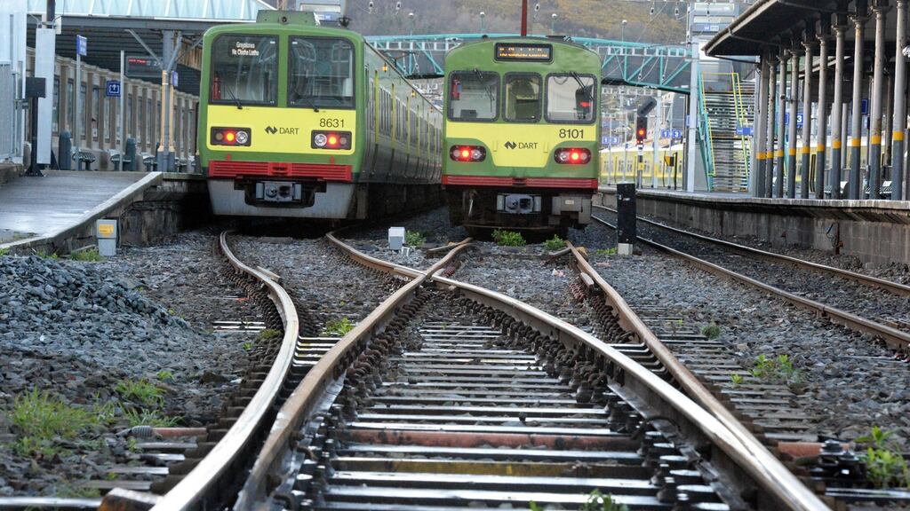 Dart services between Dún Laoghaire and Bray were suspended for over an hour this afternoon due to flooding. Photograph: Cyril Byrne/The Irish Times