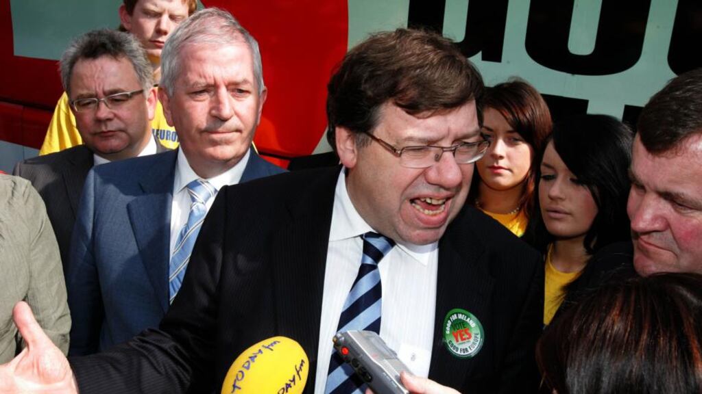 Double act: Charlie McCreevy and Brian Cowen, both of whom are about to appear Oireachtas Committee of Inquiry into the Banking Crisis. Photograph: David Sleator