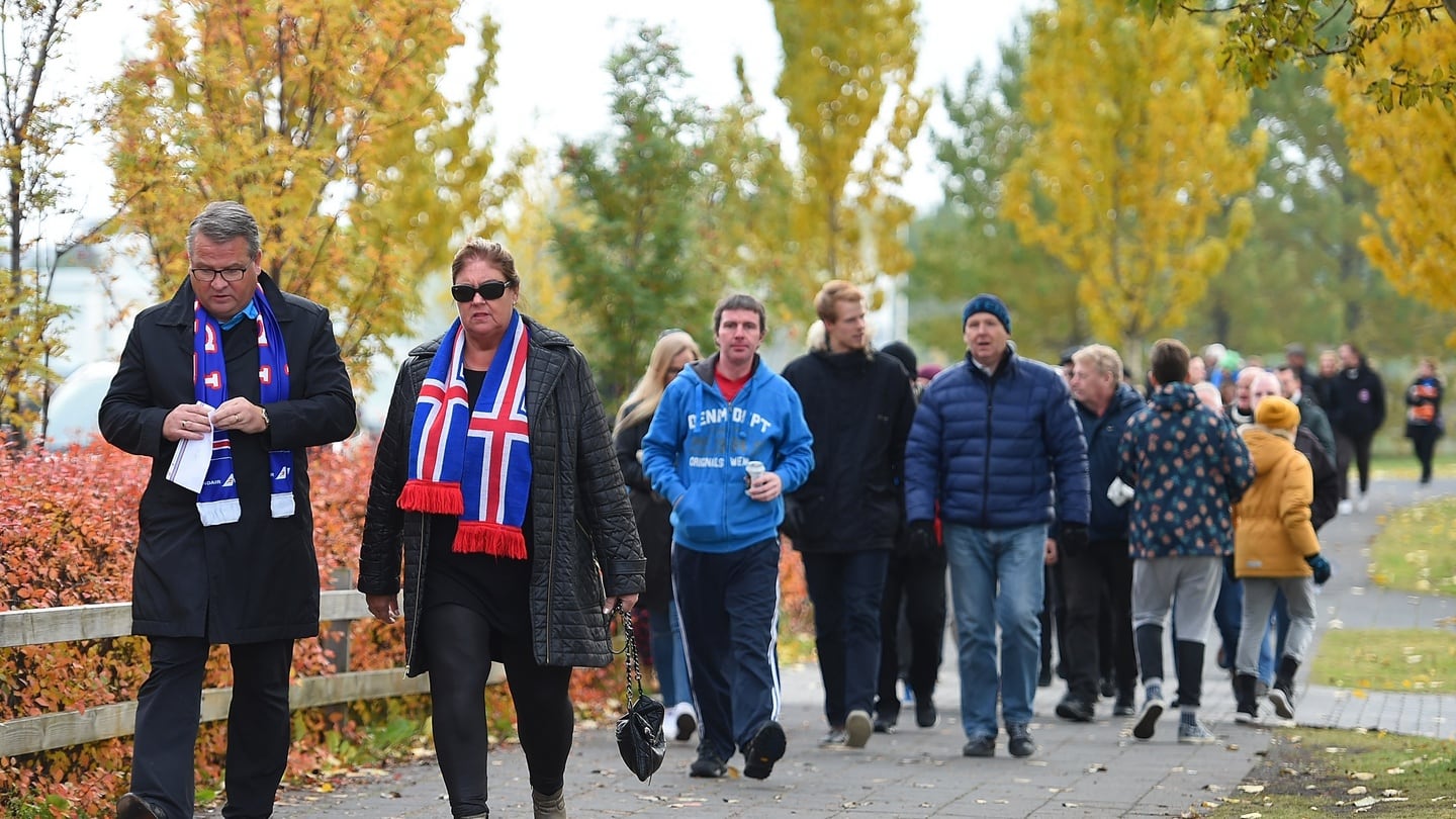 Fans arrive at the stadium before Iceland’s Euro 2016 qualifier with Latvia. Photo: Tom Dulat/Getty Images