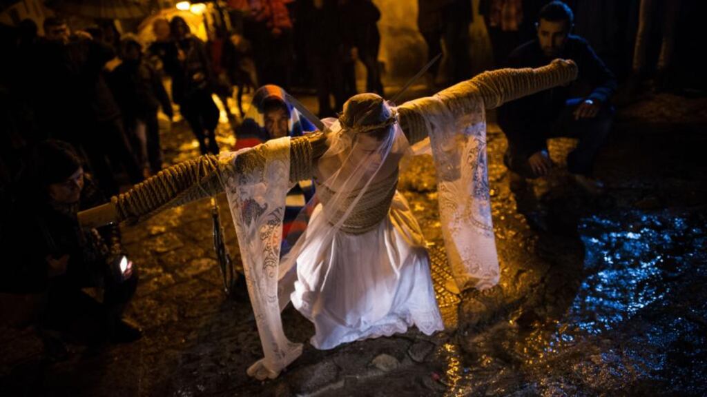 Los Empalaos: one of the Maundy Thursday penitents in Valverde de la Vera. Photograph: David Ramos/Getty