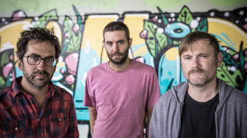 Billy Fuller, Will Young and Geoff Barrow of Beak. Photograph: Hollin Jones