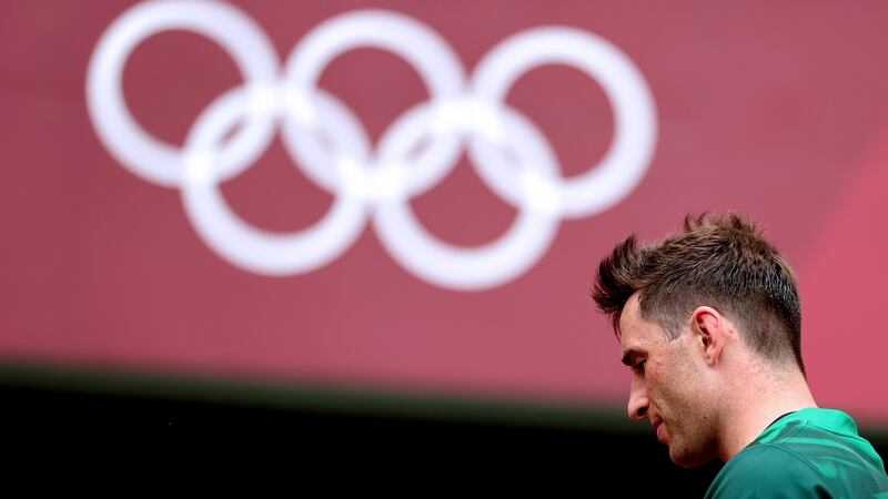 Billy Dardis walks off the pitch after the game against Kenya at the Tokyo Olympics. Photograph: James Crombie/Inpho