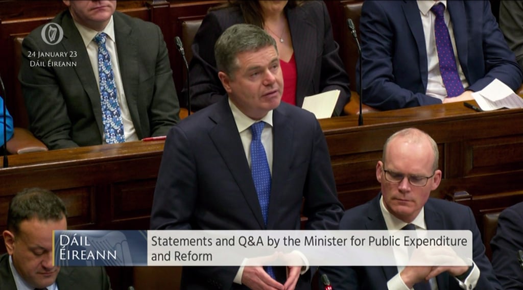 Minister for Public Expenditure Paschal Donohoe making his Dáil statement on January 24th on the controversy over his election expenses. Photograph: Oireachtas TV
