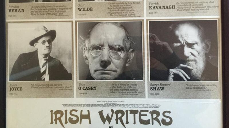 A man’s world: the various familiar Irish Writers posters do not have even a token woman among their 12 featured writers, echoing the famous Field Day Anthology of Irish Writing affair in 1990, which was so bereft of female writers that an extra volume had to be commissioned to atone