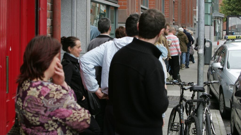 An update of monthly Central Statistics Office figures shows the seasonally adjusted unemployment rate in October was 8.9 per cent, down from the previously reported 9.3 per cent. (Photograph: Frank Miller / THE IRISH TIMES)