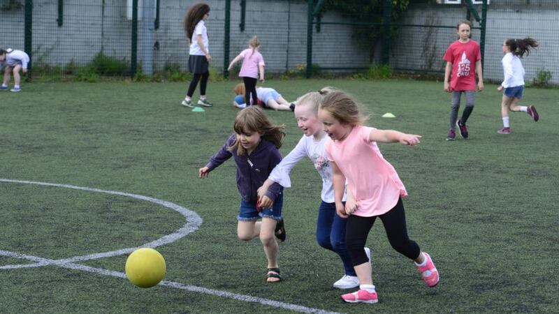 Fun Direction: girls at one of Ciaran Duffy’s training sessions. Photograph: Cyril Byrne