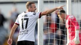 Dundalk score three first-half goals as they keep presssure on Shamrock Rovers at the top