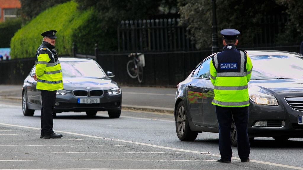A Garda Covid-19 checkpoint in the Phoenix Park, Dublin, on March 31st. Photograph: Gareth Chaney/Collins
