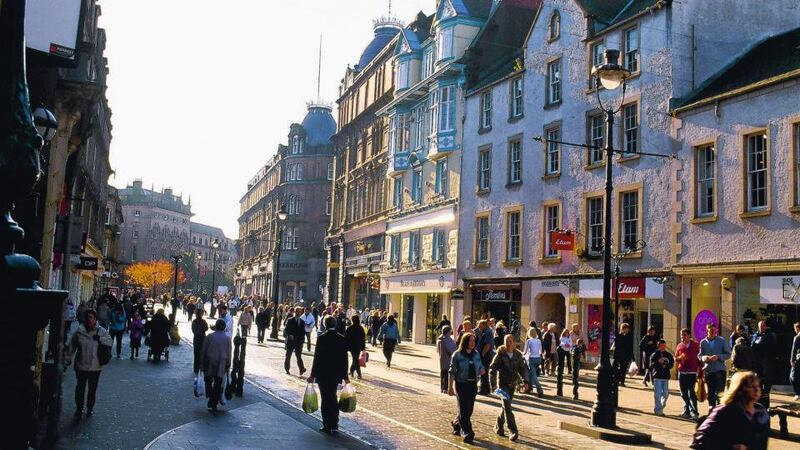 Shoppers in Dundee city centre. Once a Labour stronghold, the city suffered a decades-long decline that is only now being reversed. Photograph: VisitScotland/Scottish Viewpoint