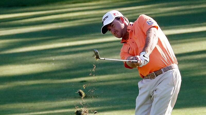 Graeme McDowell plays a chip on the 11th hole during the first round of The Players Champinship at TPC Sawgrass in Ponte Vedra Beach, Florida. Photo: Erik S Lesser/EPA