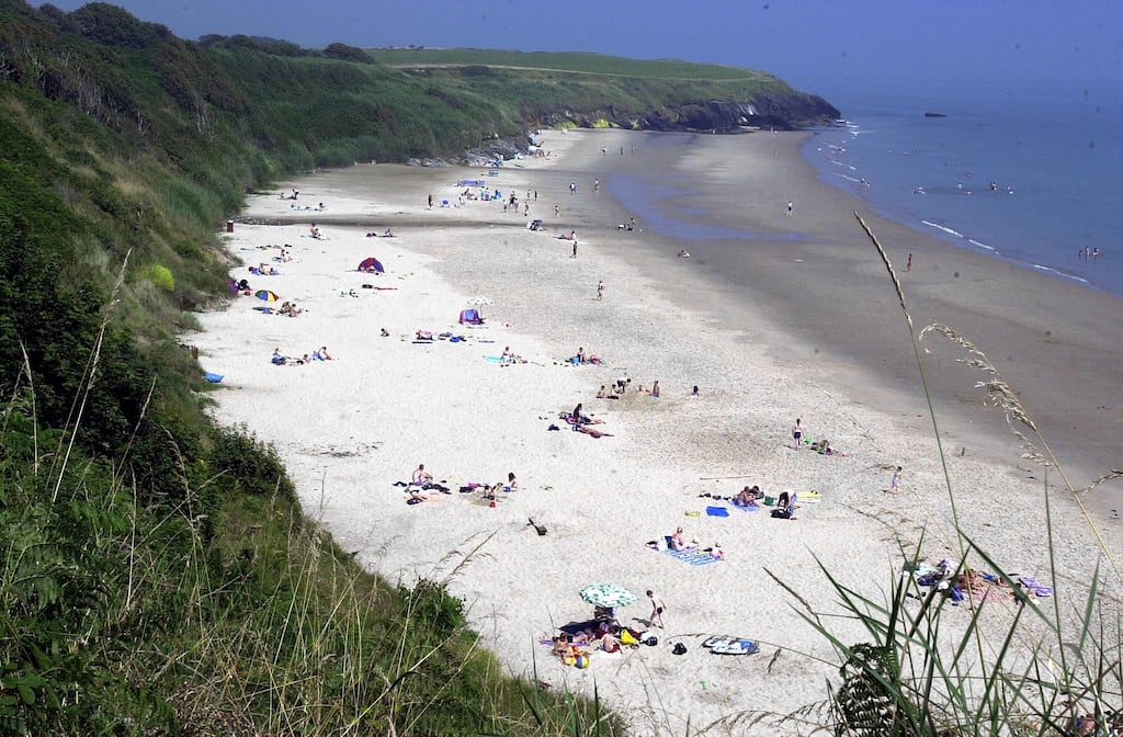 Magheramore Beach near Brittas, Co Wicklow. Having tried and failed to secure planning permission for the development of a boutique holiday resort and surf school on the clifftop lands at Magheramore Beach in Co Wicklow, Paddy McKillen jnr’s Oakmount has instructed online auction specialist BidX1 to offer the property for sale. Photograph: Eric Luke