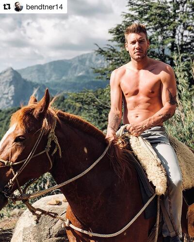 Nicklas Bendtner channels his inner Vladimir Putin.