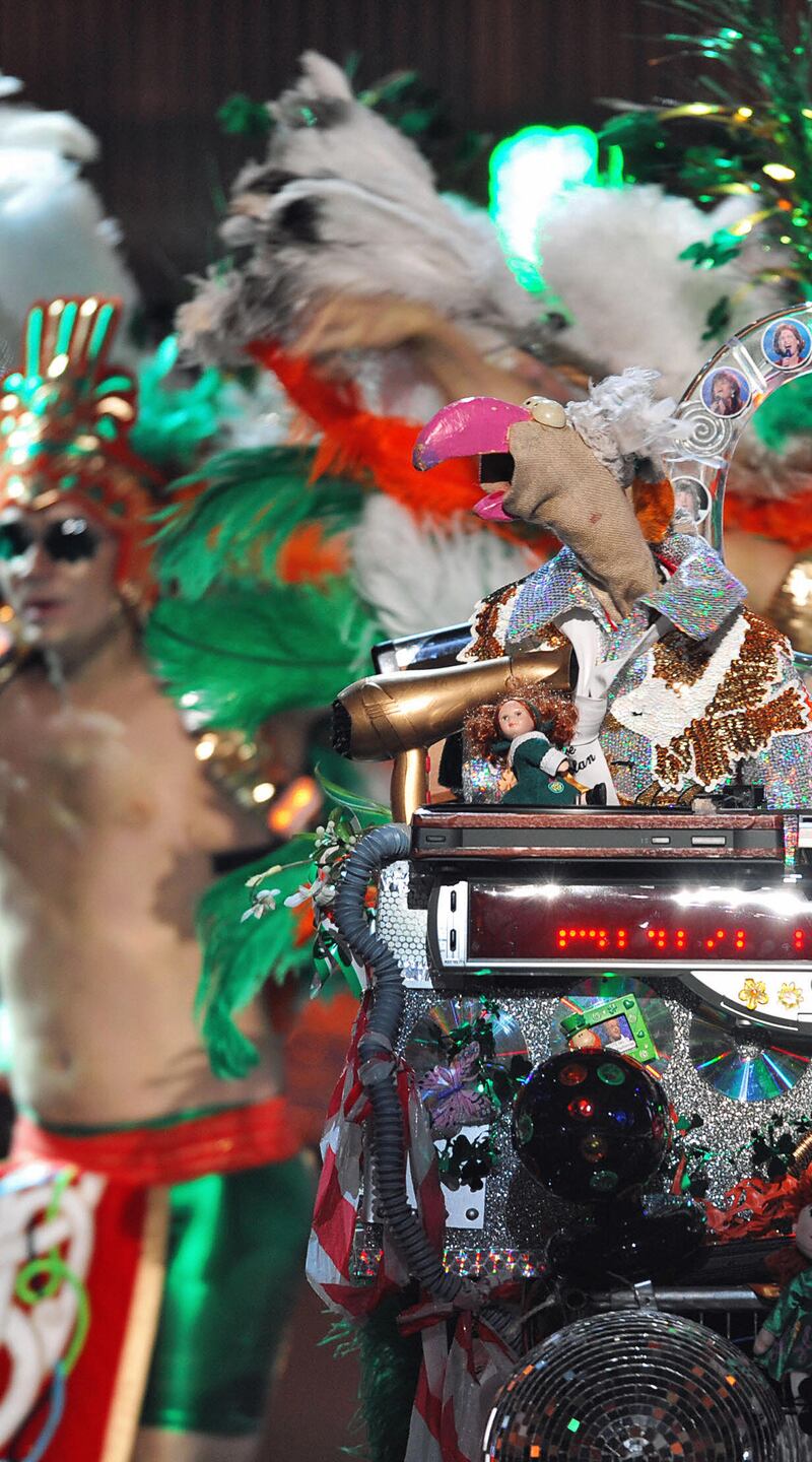 Dustin the Turkey performs during the 2008 Eurovision Song Contest semi-final dress rehearsal at Belgrade Arena on May 19th, 2008. Photograph: Dimitar Dilkoff/AFP via Getty Images