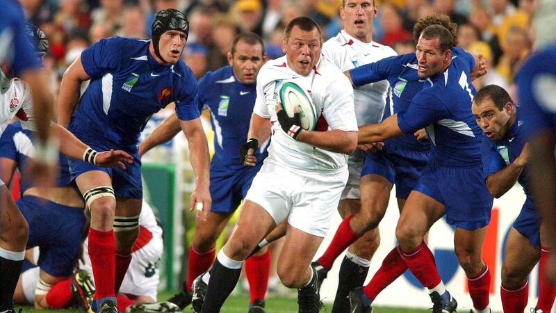 Steve Thompson in action for England during the 2003 Rugby World Cup. Photograph: Dave Hunt/EPA