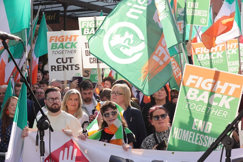 Protestors at The Raise the Roof rally outside Leinster House. Photograph: Alan Betson