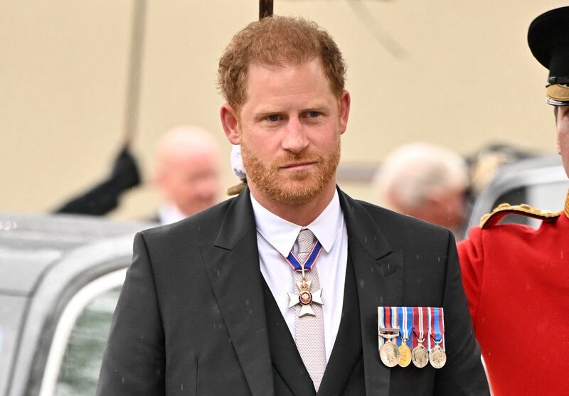 Prince Harry arrives at Westminster Abbey before the coronations of King Charles III and Camilla, Queen Consort. Photograph: Andy Stenning/Pool/AFP via Getty Images