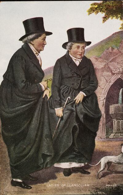 Eleanor Butler (1739 - 1829) and Sarah Ponsonby (1755 - 1831), known as the Ladies of Llangollen. Illustration: Hulton Archive