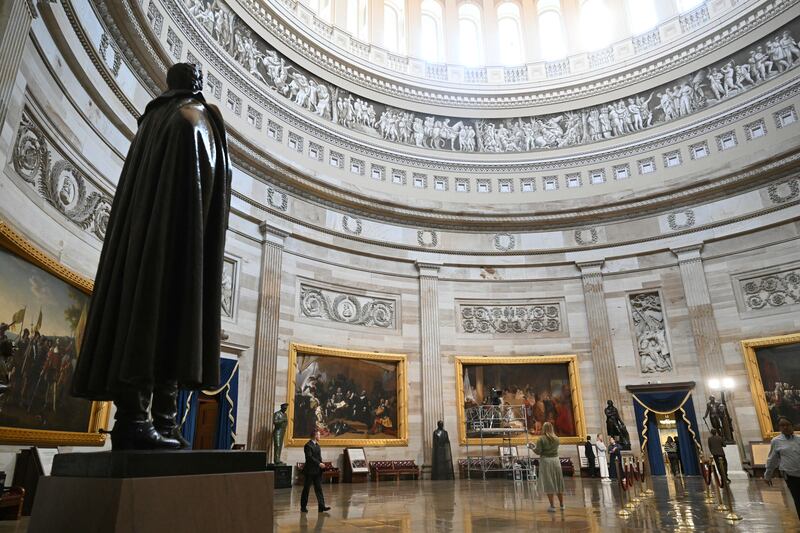Donald Trump will deliver his inaugural address in the Rotunda of the US Capitol. Photograph: SAUL LOEB/AFP via Getty Images