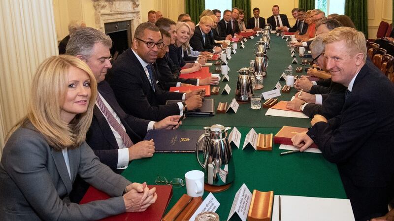 Boris Johnson’s first cabinet meeting at Downing Street, London, on Thursday. Photograph: Aaron Chown/Reuters