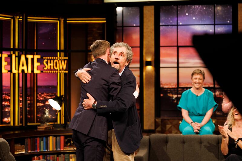 The Late Late Show: Ryan Tubridy with Charlie Bird. Photograph: Andres Poveda/RTÉ