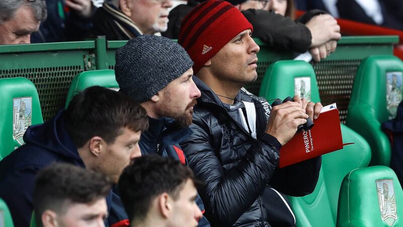 Doug Howlett keeps a close eye on Cork’s hurlers during their National League game with Limerick at the Gaelic Grounds. Photograph: Lorraine O’Sullivan/Inpho