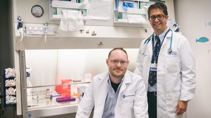 Dr Ofer Levy, director of precision vaccines at Boston Children’s Hospital (right) and Dr David Dowling, project manager of the Adjuvant Discovery Program at Boston Children’s Hospital