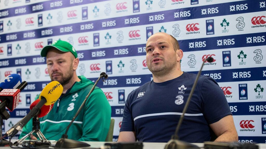 Ireland Scrum coach Greg Feek and Rory Best speak at the Aviva stadium ahead of the clash with Italy in the Six Nations. Photo: Cathal Noonan/Inpho