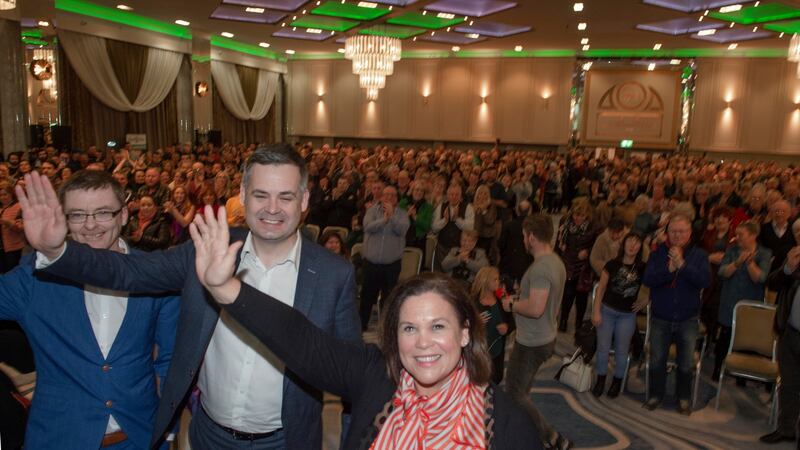 Mary Lou McDonald arrives at the Sinn Féin public rally in Cork. Photograph: Michael Mac Sweeney/Provision