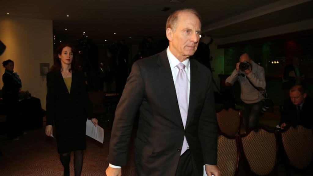 Dr Richard Haass and Meghan O’Sullivan leave the Stormont hotel in Belfast, where all party talks failed to secure a deal. Photogaph: Paul Faith/PA Wire