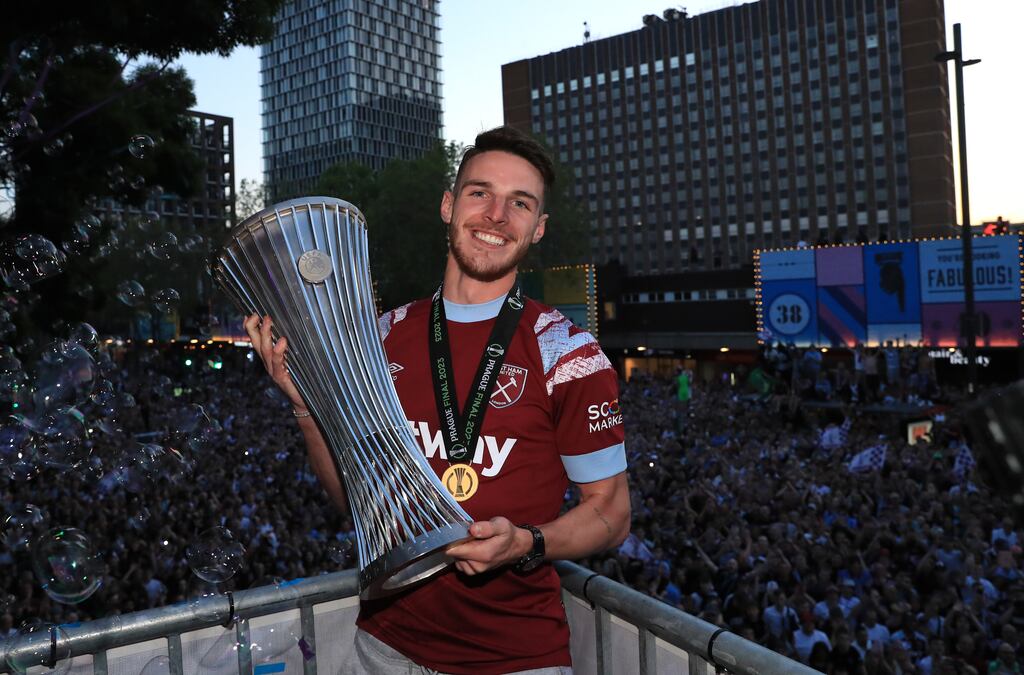 Arsenal have been told it will take a minimum of £100m to get a deal over the line for Declan Rice. Photograph: PA