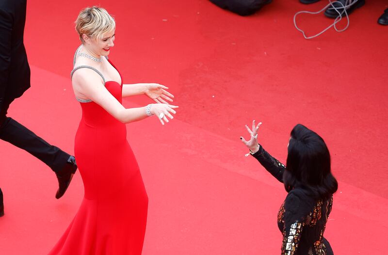 Greta Gerwig on the red carpet for Furiosa: A Mad Max Saga at Cannes. Photograph: Sebastien Nogier - Pool/Getty Images
