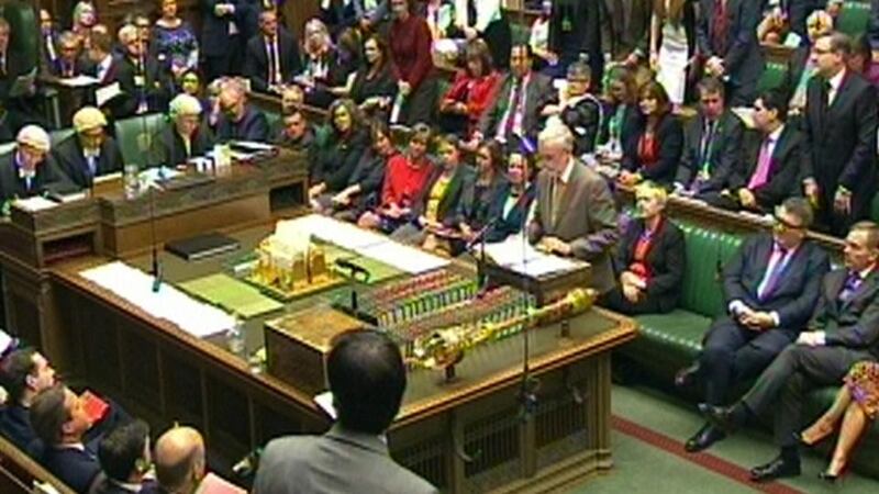 Labour party leader Jeremy Corbyn speaks during Prime Minister’s Questions in the House of Commons, London, on Wednesday. Photograph: PA