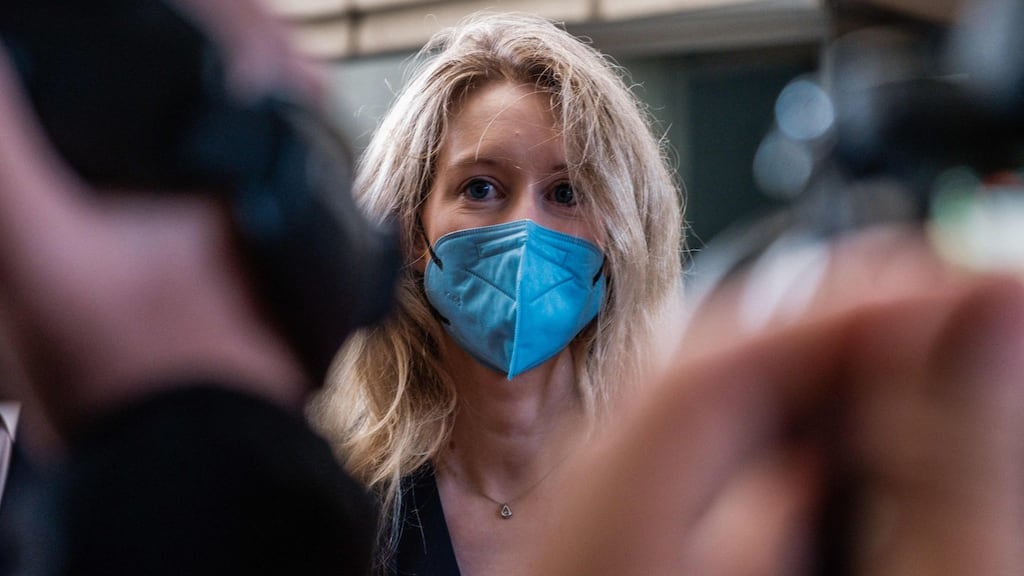 Elizabeth Holmes arrives for the first day of jury selection in her fraud trial. Photograph: Nick Otto/AFP via Getty