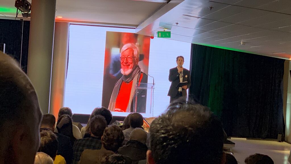 The memorial service at the Pôle Universitaire Léonard de Vinci, where John Dowling taught English and European civilisation for 20 years. Photograph: Lara Marlowe