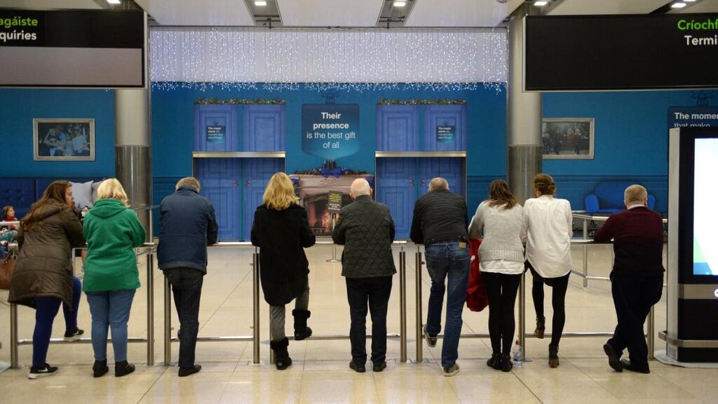 Waiting at arrivals at Dublin Airport. Photograph: Dara Mac Dónaill / The Irish Times