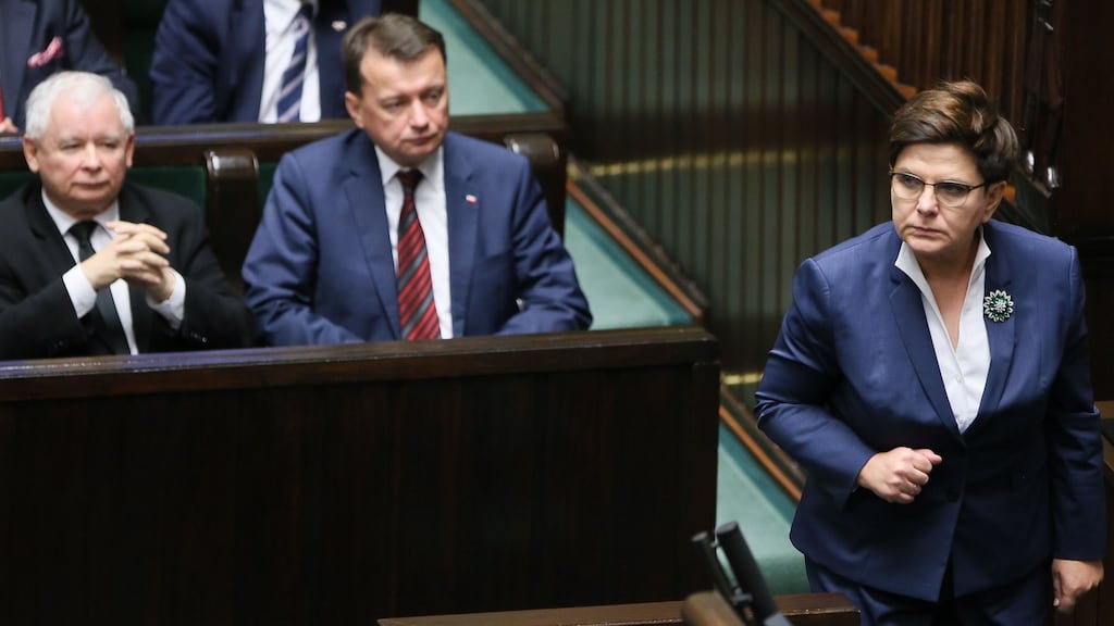 Polish prime minister Beata Szydlo in parliament on Thursday, when lawmakers rejected 352-58 an abortion Bill at the committee stage. Photograph: Pawel Supernak/AFP/Getty Images
