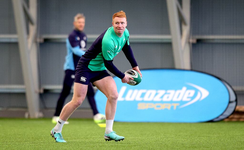 Ciarán Frawley in Ireland training. Photograph: Ryan Byrne/Inpho