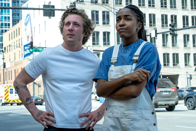 Jeremy Allen White as Carmen Berzatto and Ayo Edebiri as Sydney Adamu in The Bear series. Photograph: Chuck Hodes/ FX