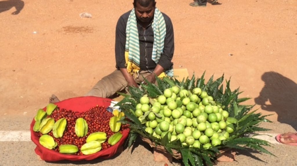 A street-seller in New Delhi, India