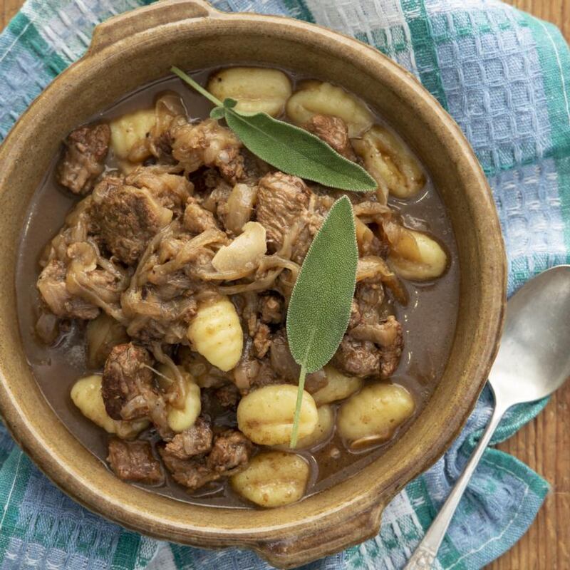 Ragu of lamb and sticky onions with gnocchi and sage