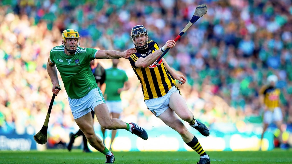 Limerick’s Dan Morrissey with Walter Walsh of Kilkenny in the All-Ireland SHC semi-final at Croke Park on Saturday. Photograph: Tommy Dickson/Inpho