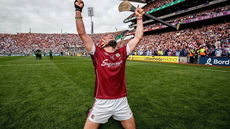 Conor Whelan celebrates after winning the All-Ireland with Galway. Photo: James Crombie/Inpho
